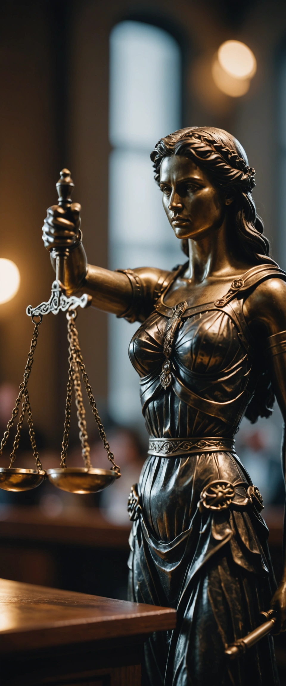 Statue of justice holding scales and a sword