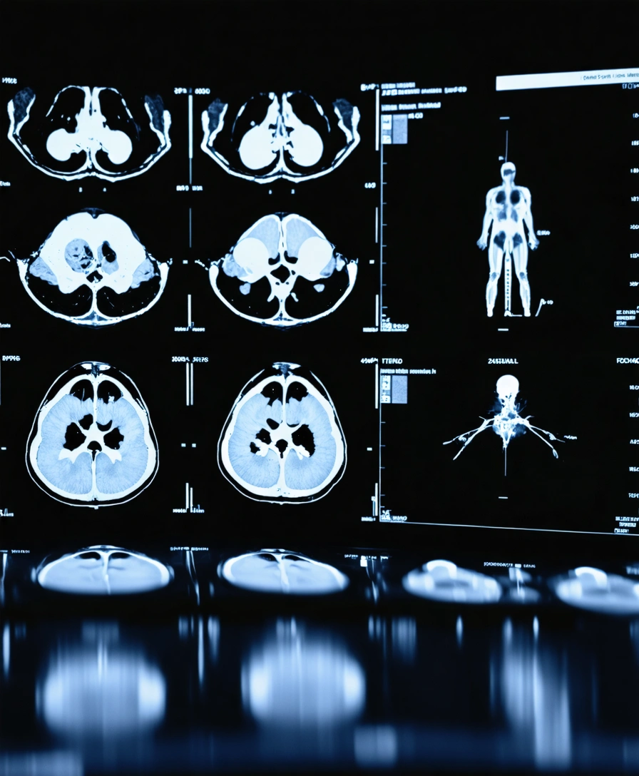 Doctor analyzing MRI scans on a digital screen