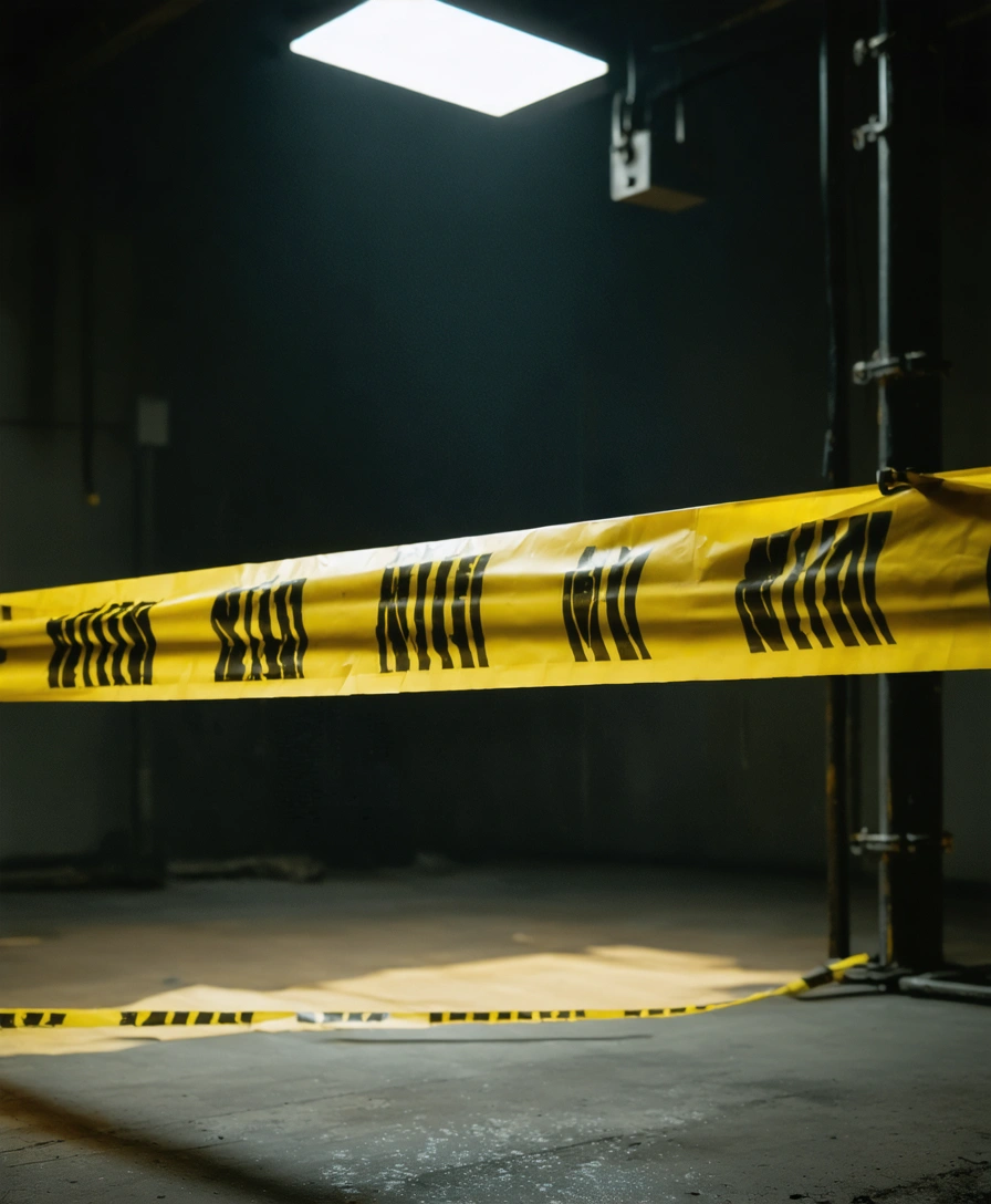 Room sealed off with yellow warning tape