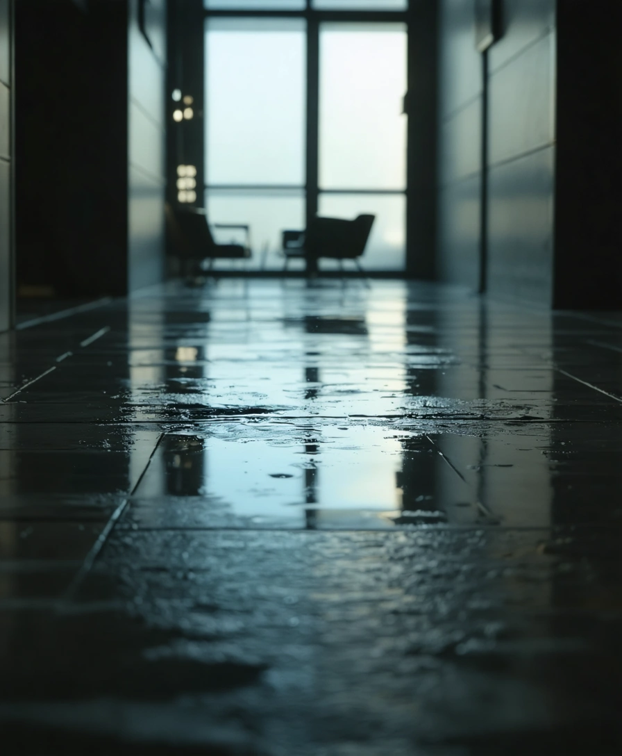 Polished interior floor surface reflecting subtle light